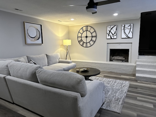 The "Luxe Lounge" Enjoy the large, deep sofa and enjoy the 72" Smart TV!