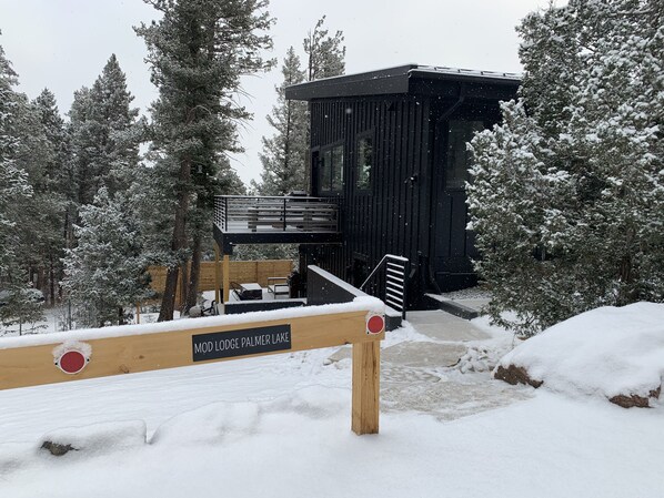 Your parking spot/walkway to Mod Lodge-the lower-level apt (deck not accessible)