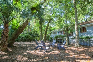 The Adirondack chairs in the backyard are the perfect spot to enjoy a coffee, adult beverage or good book.