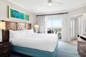 Primary Bedroom features a king bed, private balcony, and ensuite bathroom.