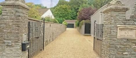 Driveway with electric gates