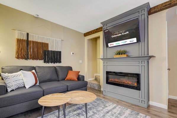 Turn on the electric fireplace and feel the immediate warmth as you cozy up to your favorite show in the living room!
