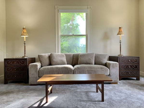 Sun-drenched Living Room with 10’ ceiling 