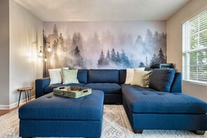 This super-comfy living room coach also makes for a great photo spot.