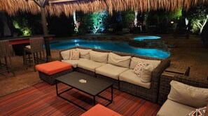 One of two outdoor living spaces with TV, sound system, bar...Heaven!