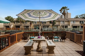 Large Deck on the back of condo - plenty of space & a view of the canal.