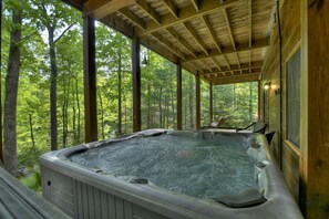 Soak in the hot tub and enjoy the ambiance of the North Georgia Mountains