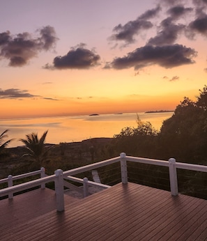 View from the deck.  Enjoy sunsets every day over the Caribbean.