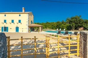 house and parking area