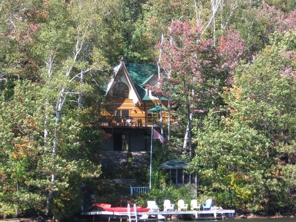 Lake view of cottage.