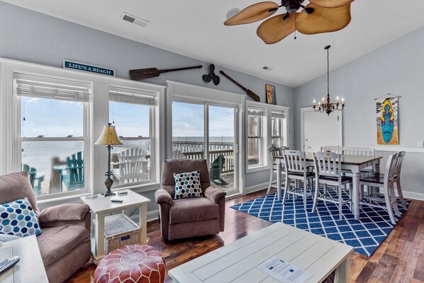 Oceanfront Living room and dining room