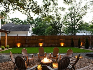 We have a natural gas fire pit that is shared between the Cozy Cottage and the Crossing House