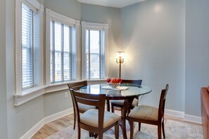 Dining Room | 1,600 Sq Ft | Keyless Entry | Central Location