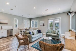 Bright and airy, the perfect living space for family movie nights!