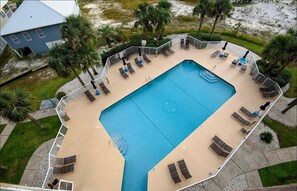 View of outside pool from patio