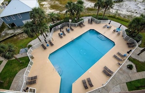 View of outside pool from patio