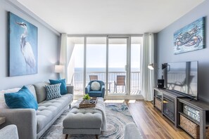 Stylish living area with beautiful gulf views!