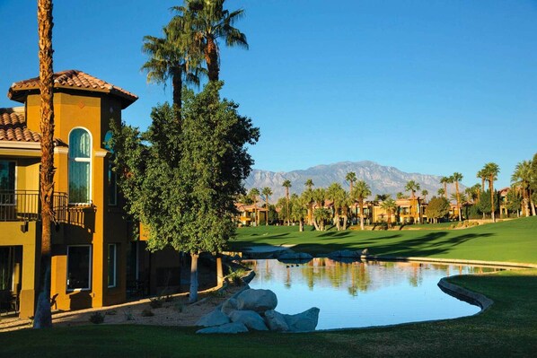 Picturesque views of the golf course and multiple ponds.