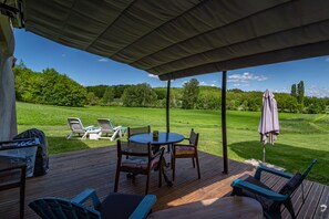 The totally private and peaceful covered decked area