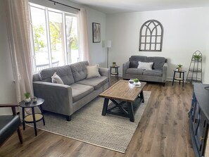 Living room with large flatscreen TV