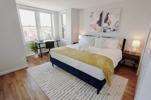 King size bed in primary bedroom