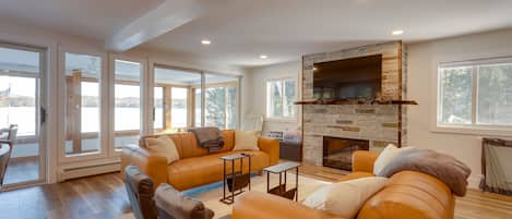 Sunapee Vacation Rental | 5BR | 3.5BA | Stairs Required for Access | 3,168 Sq Ft