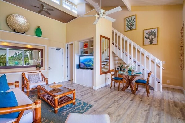 Living Room showing Stairs to Loft Bedroom