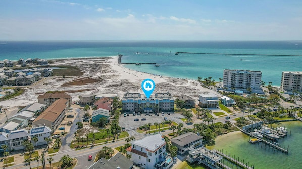 Aerial of the complex-Parking is out front