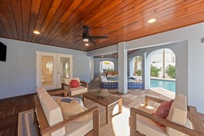 Spacious covered outdoor patio area