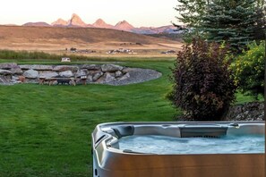 Hot Tub on the lower patio with Teton Views.