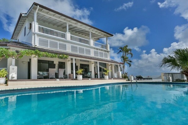 View of pool and villa.