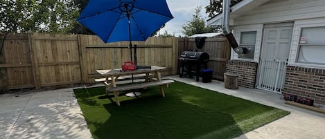 You also have a lovely patio area with gas/charcoal grill. Picnic area. 