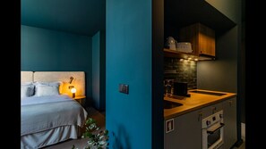 Nicely equipped kitchenette with a coffee machine, toaster, stove, kettle, and an oven-microwave for your homecooked meals! #kitchen #cooking