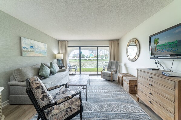 This ground floor efficiency Villa at Edgewater Beach Resort accommodates up to 4 guests