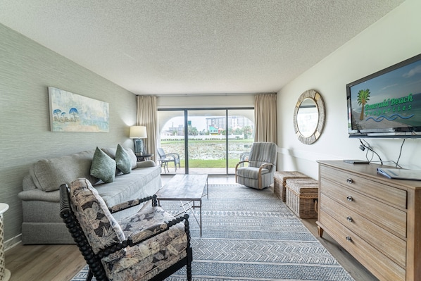 This ground floor efficiency Villa at Edgewater Beach Resort accommodates up to 4 guests