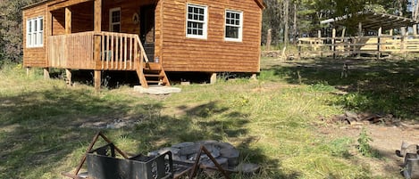 Cabin and fire pit