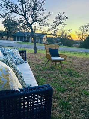 Watch the beautiful sunset on comfy furniture