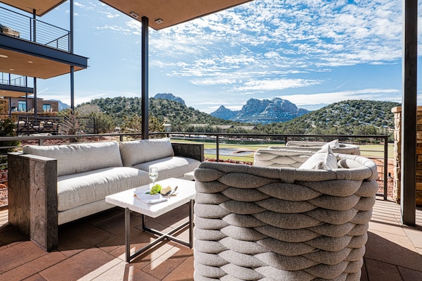 Private Patio with Golf Course and Mountain Views