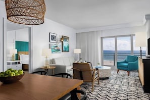 Spacious condo with a sleeper sofa in the living room.
