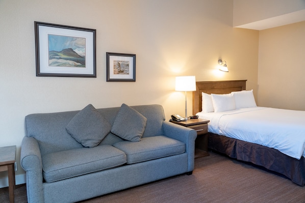 Sink into the cozy sofa after a day exploring the area.