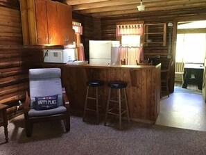 Coryell Cabin living area and kitchen