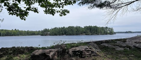 View of Stony Lake from Avalon. Wood Island in the foreground 