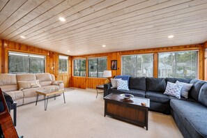 Three season room soaked in sunlight every day and ready for family movies every night - 20 Vacation Lane Harwich Cape Cod - At Last - NEVR