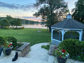 Backyard- porch, firepit, and gazebo
