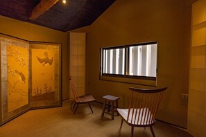 You can enjoy the unique renovated ceiling.