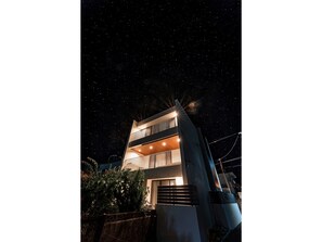 with the starry sky in the background