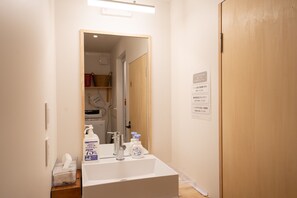 The washroom is well lit, so you can complete your morning preparations as if you were at home.