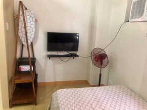 airconditioned room with tv