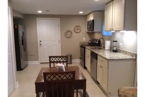 Fully stocked kitchen/ seating for 4