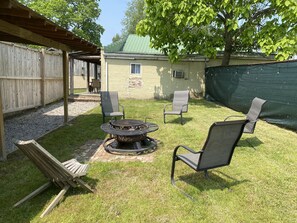 The private courtyard is a great space to sit around a fire and relax. 